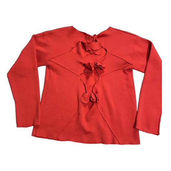 Poof Tie Back Sweater Women's Size Large Long Sleeve Red W883-M - Picture 1 of 9
